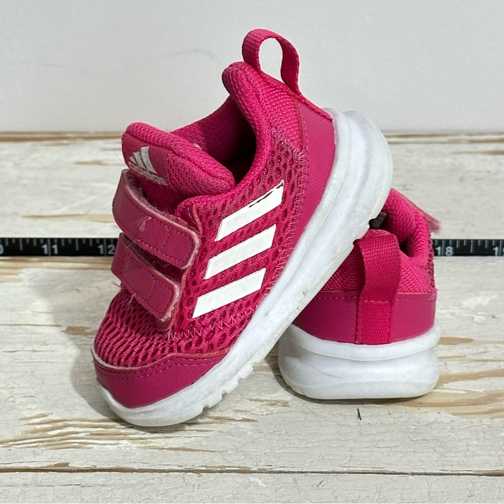 Adidas Toddler Girls Pink Mesh Velcro Sneakers Size 4K Breathable Running Shoes